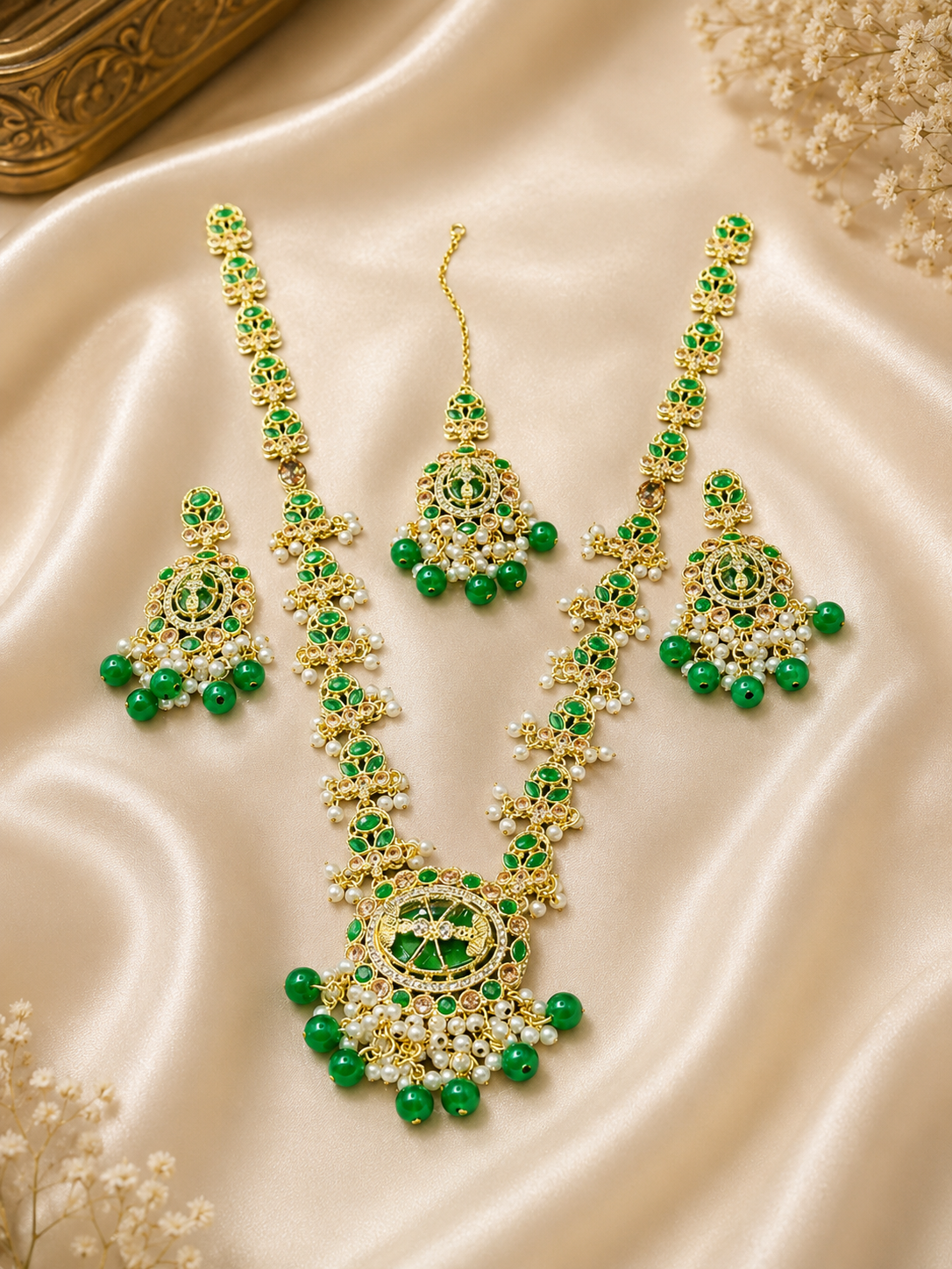 Royal Turquoise Pearl Bridal Mala Set